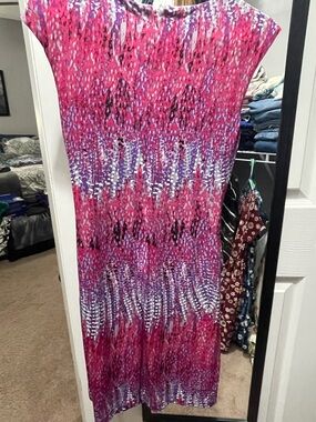 Cato Pink and Purple Abstract Print Dress
